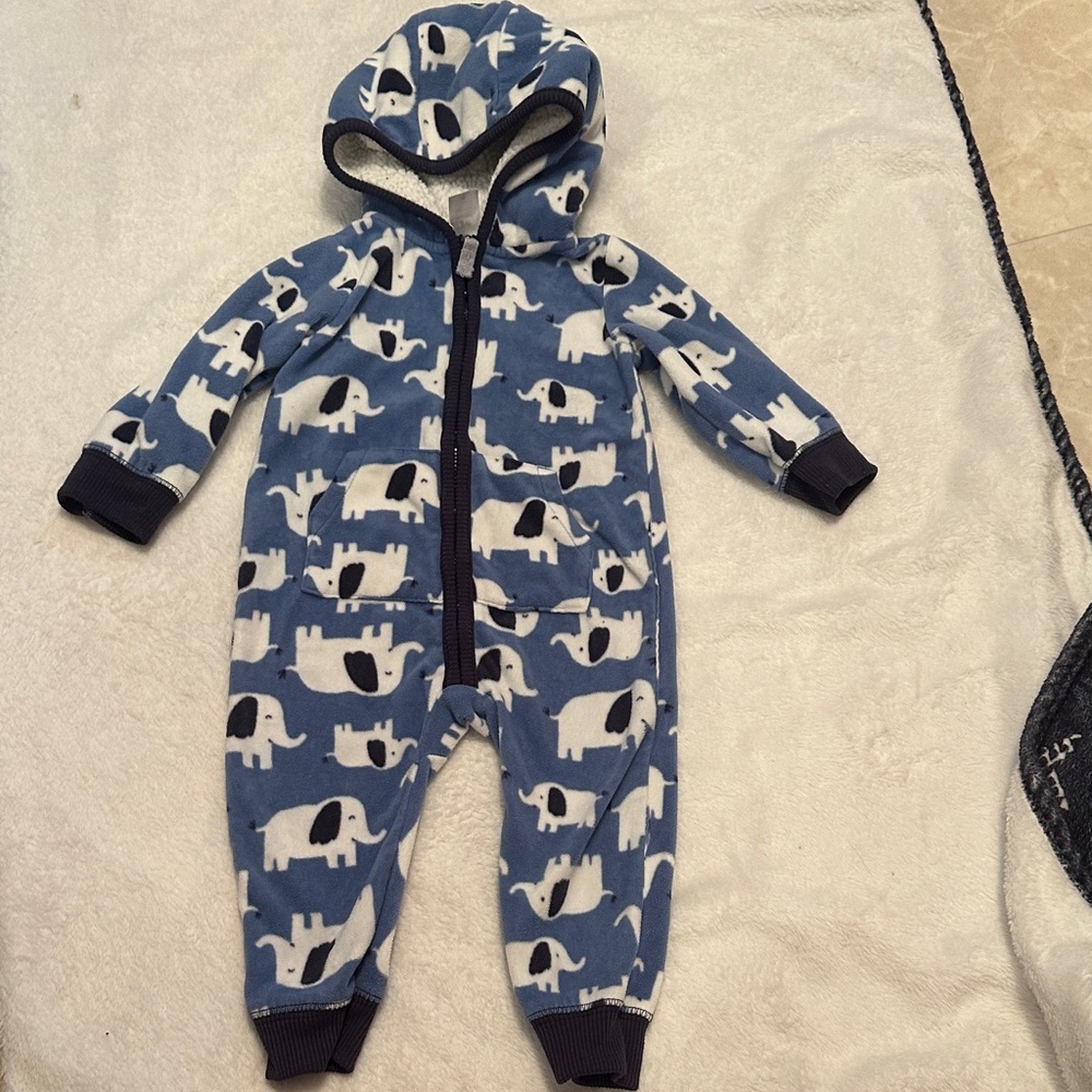 Blue Elephant Print Kids One Piece